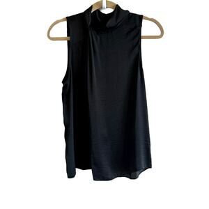 Naked Zebra Women's Medium Black Sleeveless Tie Knot High Neck Blouse